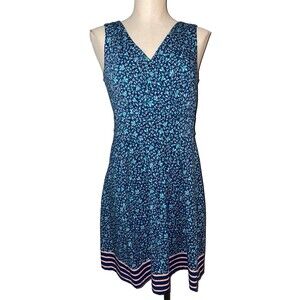 Lands End Women’s Knit Stretch Jersey Dress size S Cotton Modal Faux Wrap Floral
